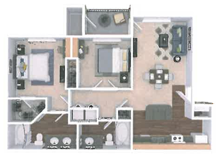 a floor plan of a house with a bedroom and a living room