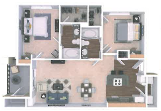 a floor plan of a house with a bedroom and a living room