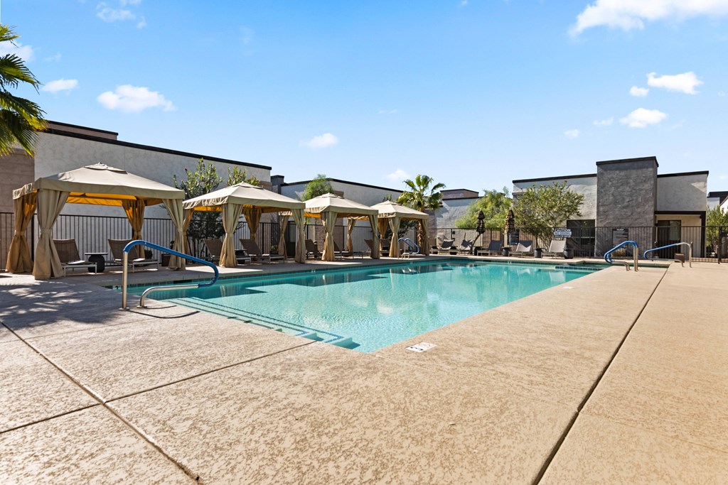 the swimming pool at our apartments in palm springs