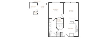 A black and white image of a floor plan for an apartment.