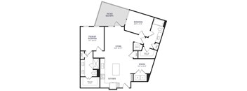 A black and white image of a house floor plan.