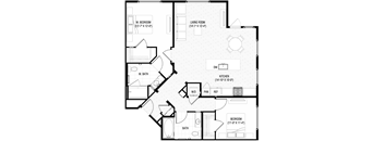 A black and white image of a house floor plan with labeled rooms.