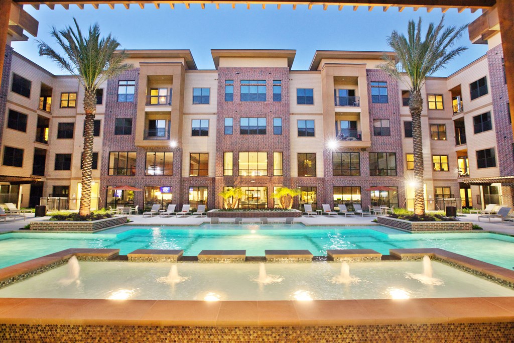 swimming pool at night in houston texas apartments