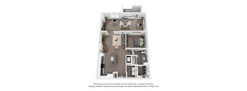 a stylized floor plan of a 1 bedroom floor plan