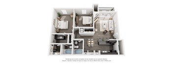 a 1 bedroom floorplan is shown in this rendering