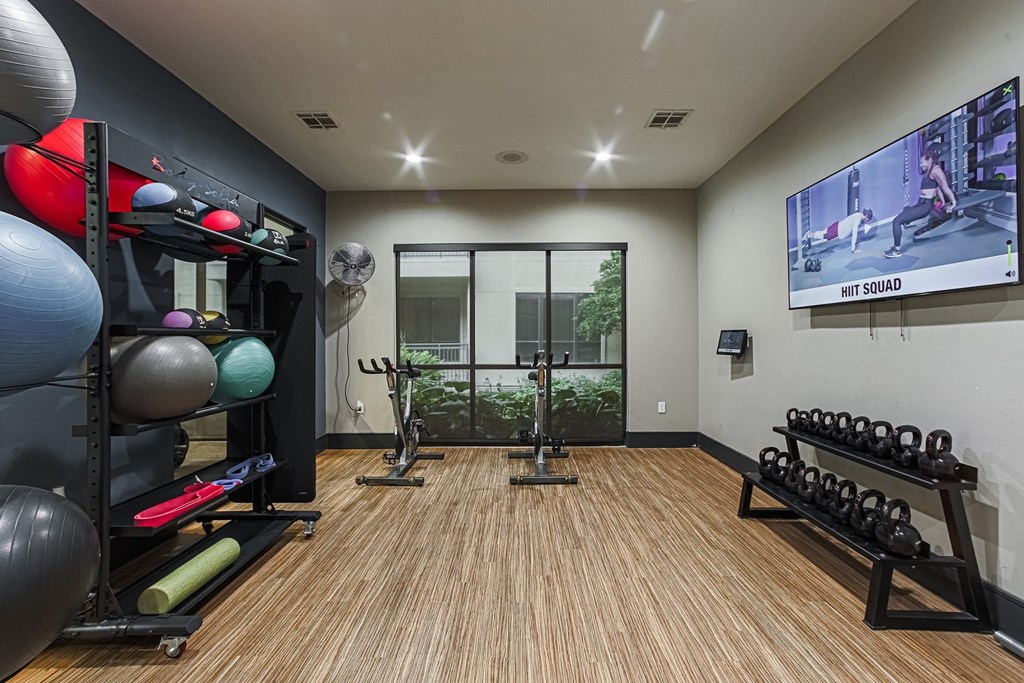 Gym with cycling and TV