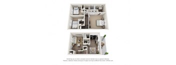 a stylized floor plan with a bedroom and a living room