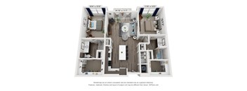 A 3D floor plan of a house with dimensions and a disclaimer.