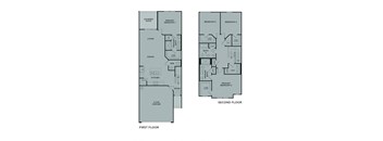 A diagram of a two-story house with labeled rooms.