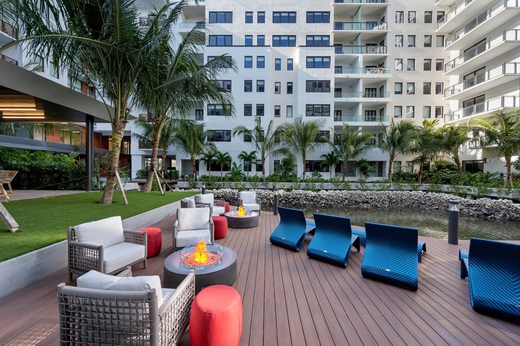 sitting area by water