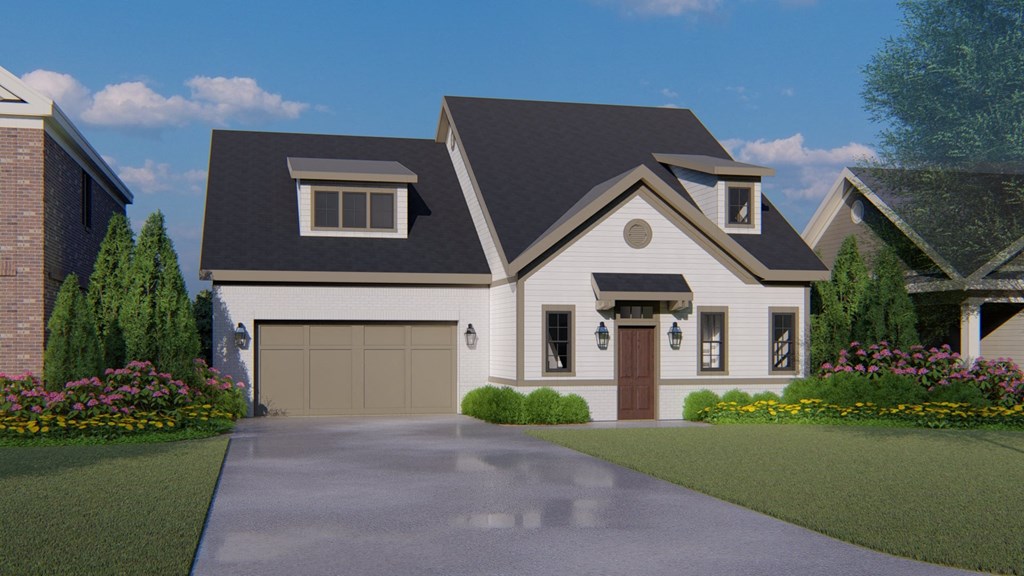 a house with a driveway and a garage door