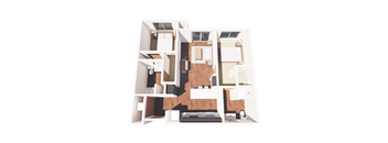 a floor plan of a house with a bedroom and a living room