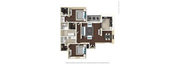 a 3d floor plan of a house with bedrooms and a living room