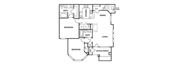 an illustration of a floor plan of a house with bedrooms and baths