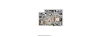 A floor plan of a house with a kitchen, living room, and bathroom.