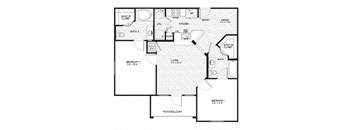 A black and white floor plan of a house with labeled rooms.