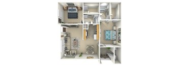 a 3d rendering of a apartments floor plan with different views