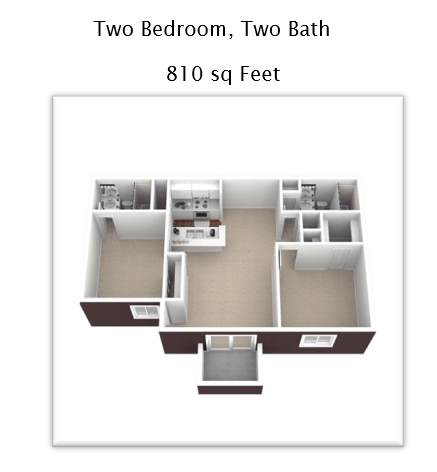 an image of a floor plan with two bedrooms and two baths