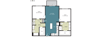 a floor plan of a living room and a bedroom