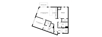 A black and white image of a house floor plan.