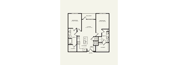 A black and white image of a floor plan for a two bedroom apartment.