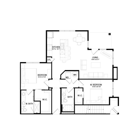 B1 Floor Plan at Hermosa Village, Leander