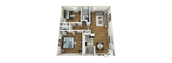 an overhead view of our 1 bedroom apartment at university gardens in tempe, az