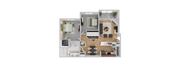 a bedroom floor plan and a living room with a dining room