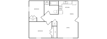 a floor plan of a home with a bedroom and a living room