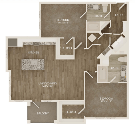 a 1 bedroom floor plan  nutmeg apartments  4607
