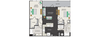 a floor plan of a house with a bedroom and a living room