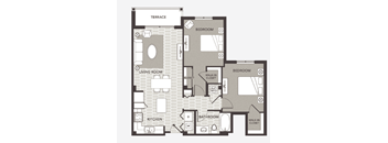 a floor plan of a living room and a bedroom