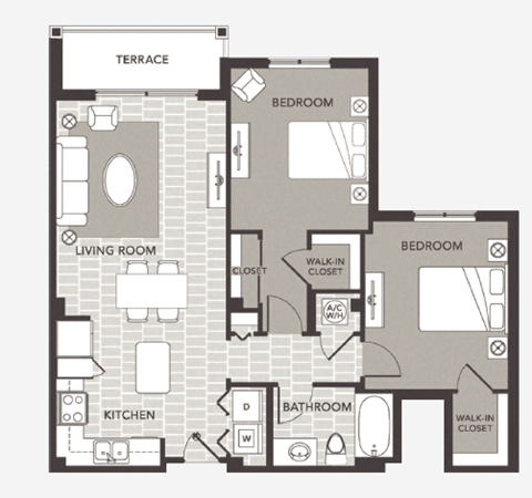 a floor plan of a living room and a bedroom