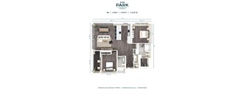 A floor plan for a 2 bedroom, 2 bath apartment at 445 Park Commons.