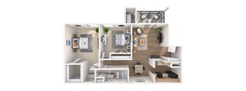 the living room of this apartment is spacious and has a wood floor