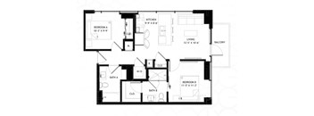 A black and white image of a floor plan for a home with labeled rooms.