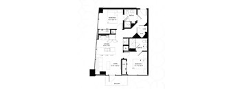 A black and white image of a floor plan for a home with labeled rooms.