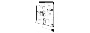 A black and white image of a house floor plan.