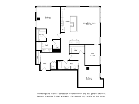 Two Bedroom Two Bathroom Floor Plan Apartment North Scottsdale