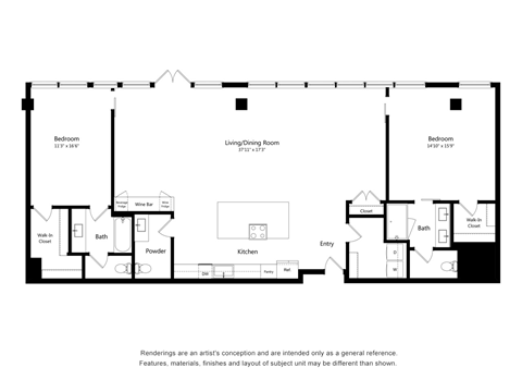 Two Bedroom Two Bathroom Floor Plan Apartment North Scottsdale