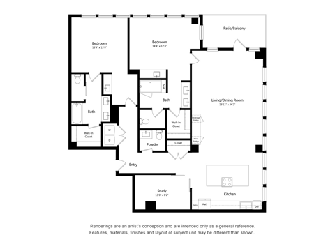 Two Bedroom Two Bathroom Floor Plan Apartment North Scottsdale