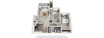 3d furnished floor plan  2 bedroom floorplan  the residences at