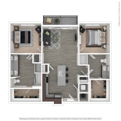 2 Bedroom/2 Bathroom Floor Plan