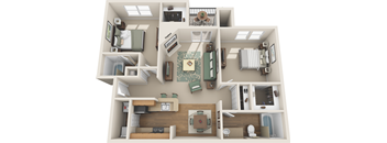 2 Bedroom floor plan in plano apartments