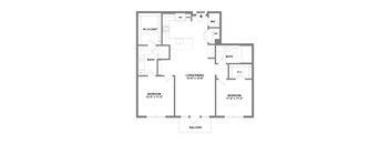 A floor plan of a two bedroom apartment.