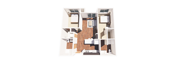 a floor plan of an apartment with a wood floor