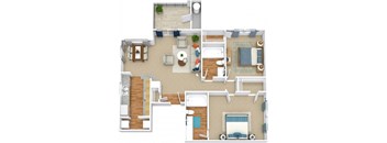 a floor plan of a 3 bedroom apartment
