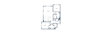A floor plan of a house with labeled rooms such as Living/Dining, Kitchen, Bedroom, and Bathroom.