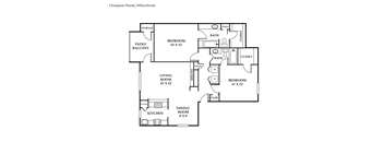 A floor plan of a home layout for Champion Woods Willowbrook.