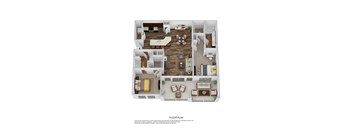 a 3d floor plan of a home with a bedroom and living room